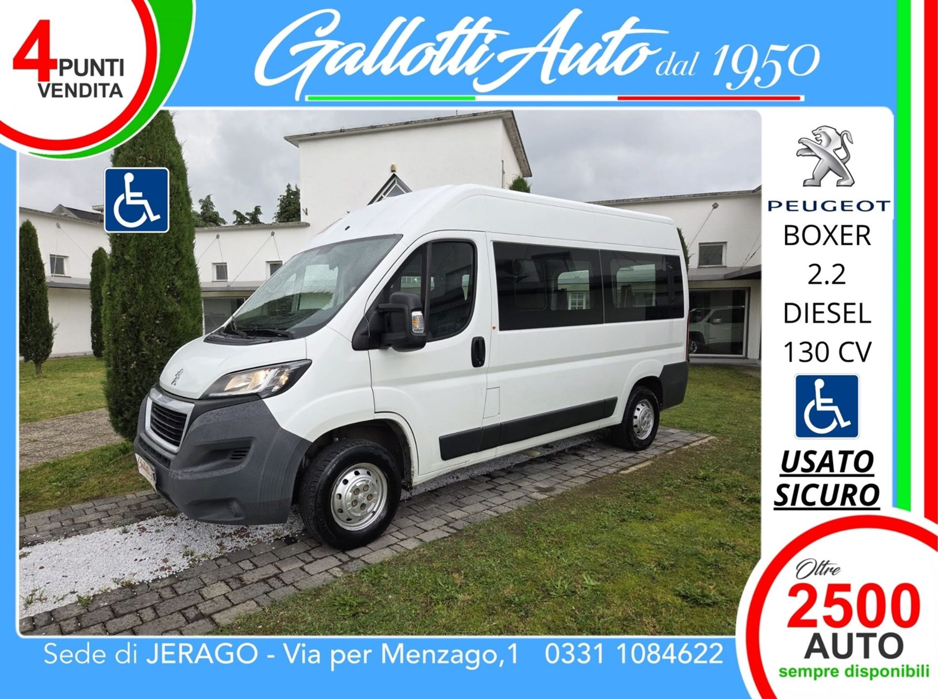 Peugeot Boxer 330 2.2 HDi/130CV FAP PM-TM Combi+IVA-DISABILI - Gallotti Auto